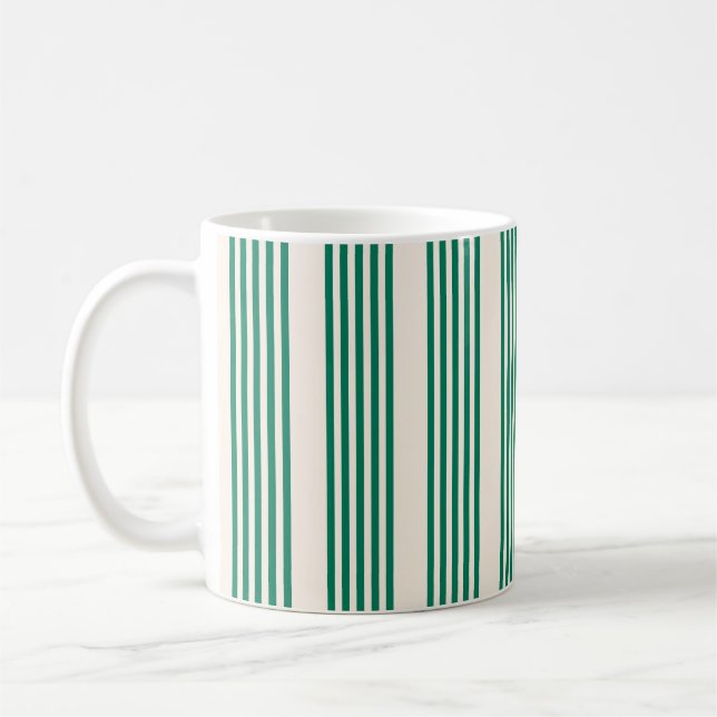 Caneca De Café Floresta verde e bege cinco faixas padrão (Esquerda)