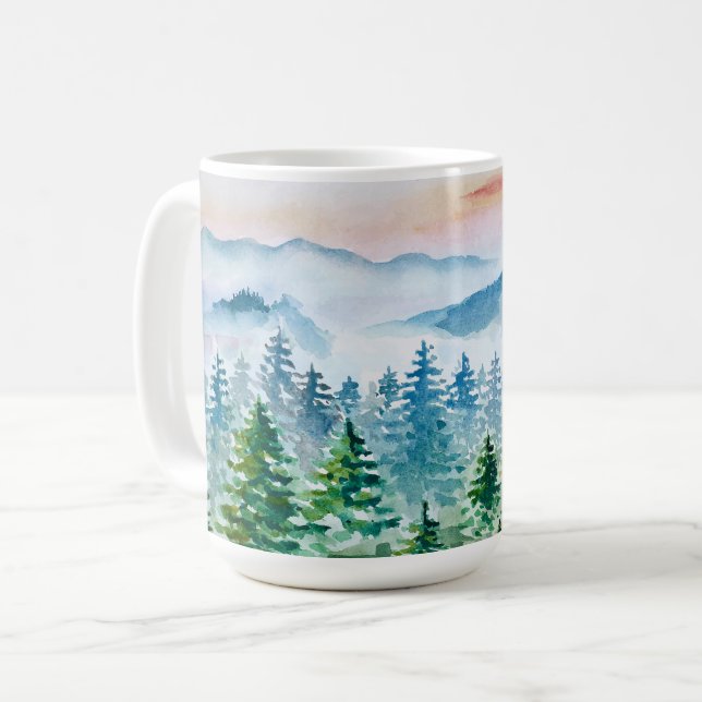 Caneca De Café Florestas aquáticas e montanhas (Frente Esquerda)