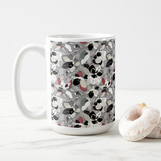 Caneca De Café Florestas de inverno Cinza preto (Com Donut)