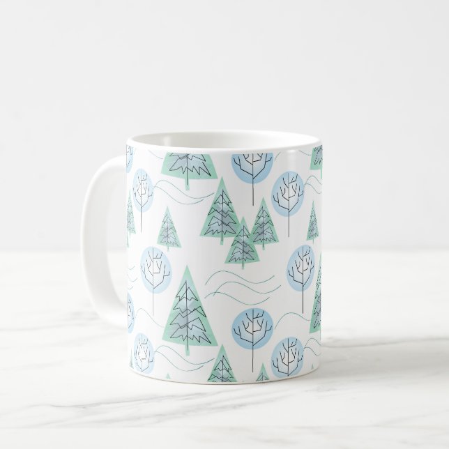 Caneca De Café Florestas de Natal, árvores de Natal, árvores, nev (Frente Esquerda)