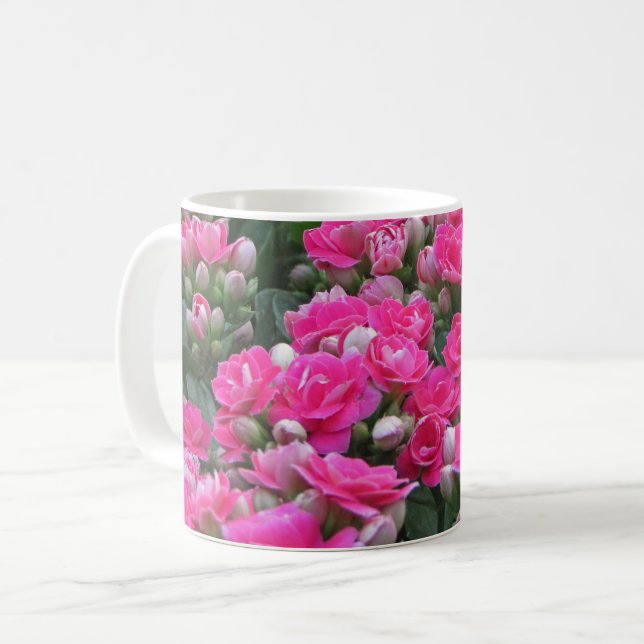 Caneca De Café Florestas Rosa-Flores-Rosa Do Jardim Fotográfico N (Frente Esquerda)