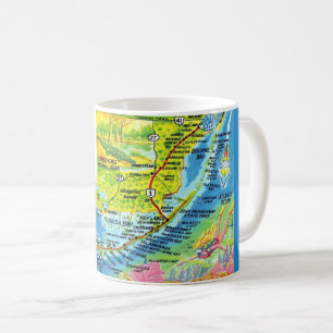 Caneca De Café Flórida Colorida Keys Map Mug