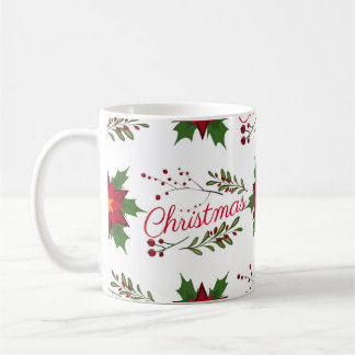 Caneca De Café Flórida de Natal padrão de inverno floret holi