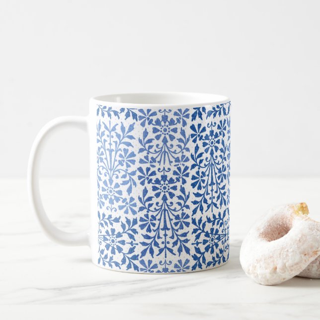 Caneca De Café Flórida de vinheta azul e branca (Com Donut)