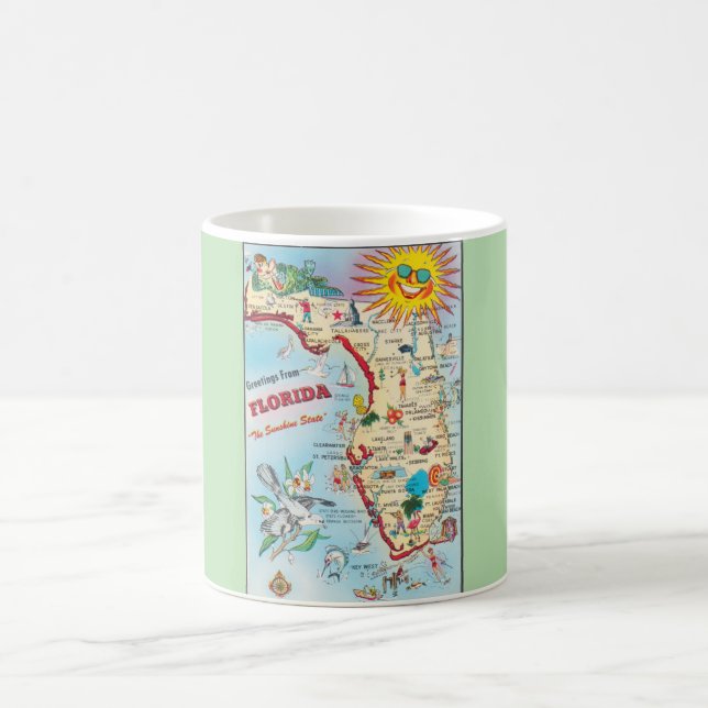 Caneca De Café FLÓRIDA EUA, Mapa de Boas-Vindas, (Centro)