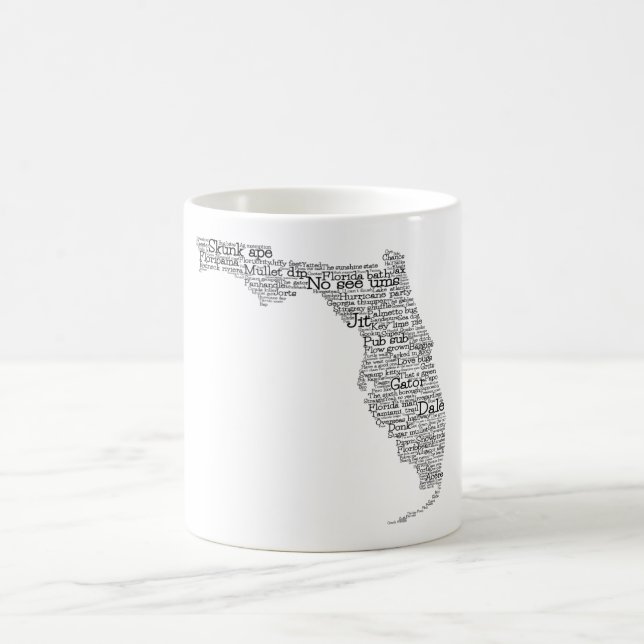 Caneca De Café Flórida EUA - Slang Word Art Map Coffee Mug (Centro)