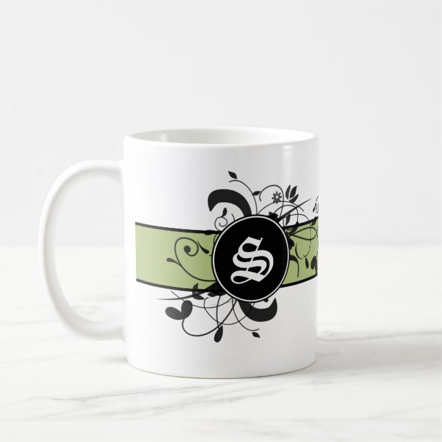 Caneca De Café Flourish extravagante personalizado Monogrammed (Esquerda)
