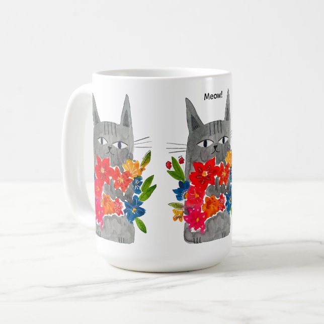 Caneca De Café Flower Cat (Frente Esquerda)