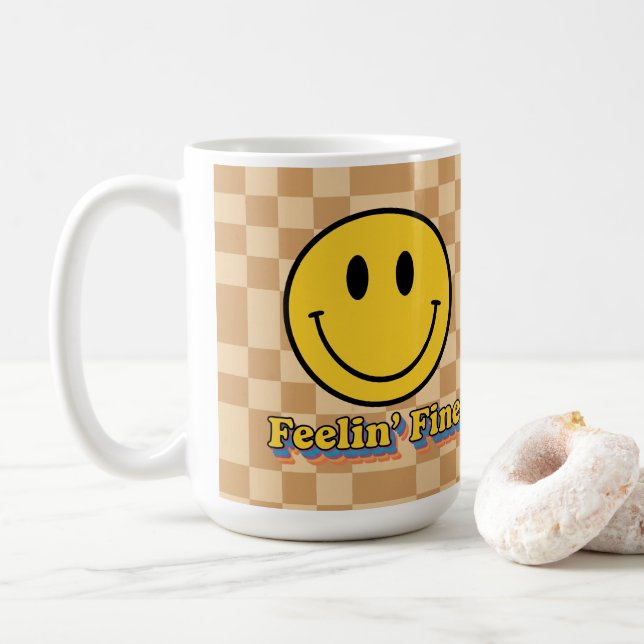 Caneca De Café Flower Power Retro Daisy Sunflower Mug - 70s  (Com Donut)