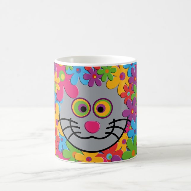 Caneca De Café FlowerPower-Katze (Centro)
