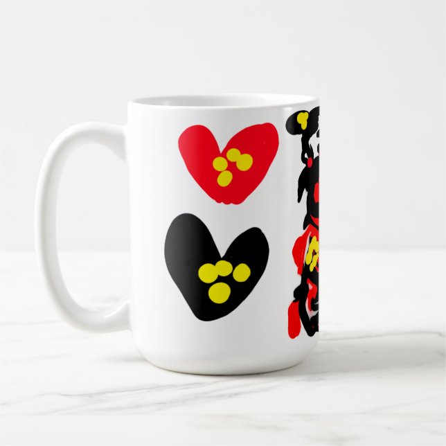 Caneca De Café Flowers and black and red Valentine day (Esquerda)