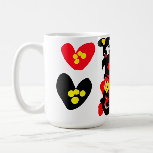 Caneca De Café Flowers and black and red Valentine day (Esquerda)