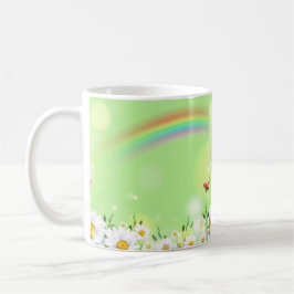 Caneca De Café flowers and rainbow