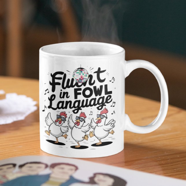 Caneca De Café Fluente em Galinhas Dançantes de Língua Fowl (Criador carregado)