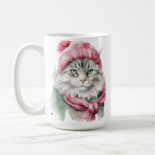CANECA DE CAFÉ FLUFFFFFY WINTER CAT VEREN E BLUE HAT SCARF