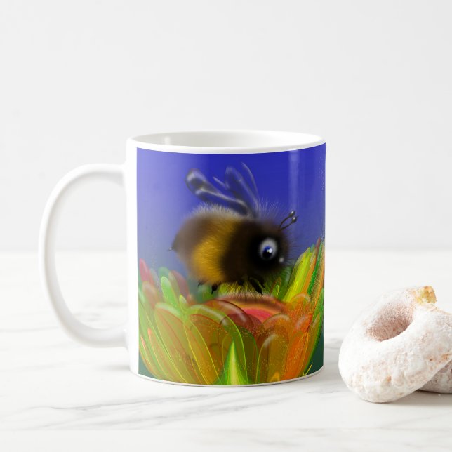 Caneca De Café Fluffy bee Invitation (Com Donut)