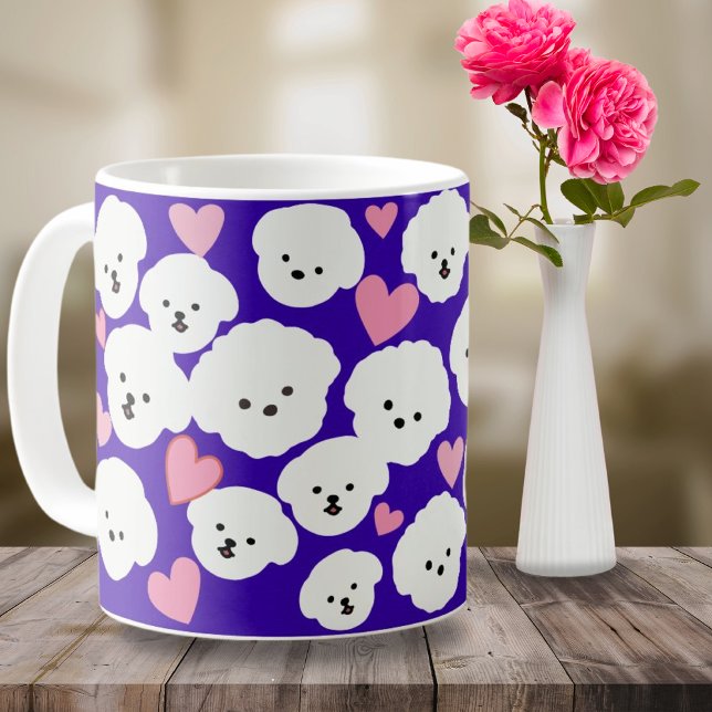 Caneca De Café Fluffy Bichon e Hearts Mug (Criador carregado)