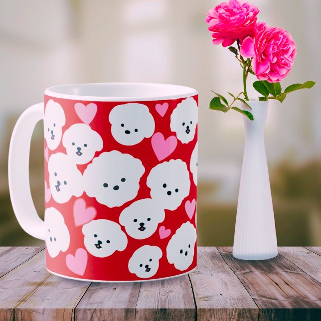 Caneca De Café Fluffy Bichon e Hearts Mug (Criador carregado)