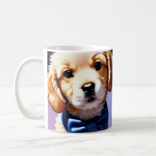 Caneca De Café Fluffy Puppy Adorável w Arco azul