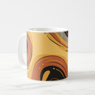 Caneca De Café Fluindo Ondas Retro