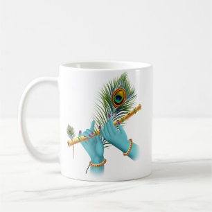 Caneca De Café Flute_Hands_Peacock Feather_Lord Krishna