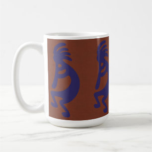 Caneca De Café Flute Playing Kokopelli Figura 1 - Azul no vermelh