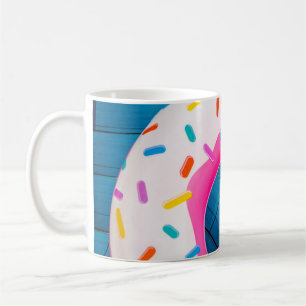 Caneca De Café Flutuador de donuts amarelo e rosa