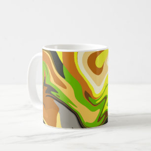 Caneca De Café Fluxo Abstrato de Cores Terrosas e Naturais