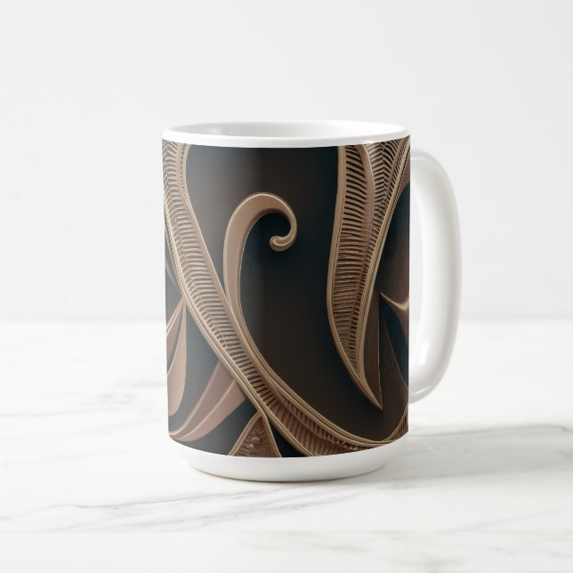 Caneca De Café Fluxo Botânico Dourado Elegante   (Frente Esquerda)