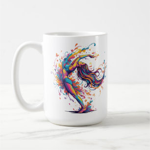 Caneca De Café Fluxo de Dança Vibrante Arte Feminina Abstrata