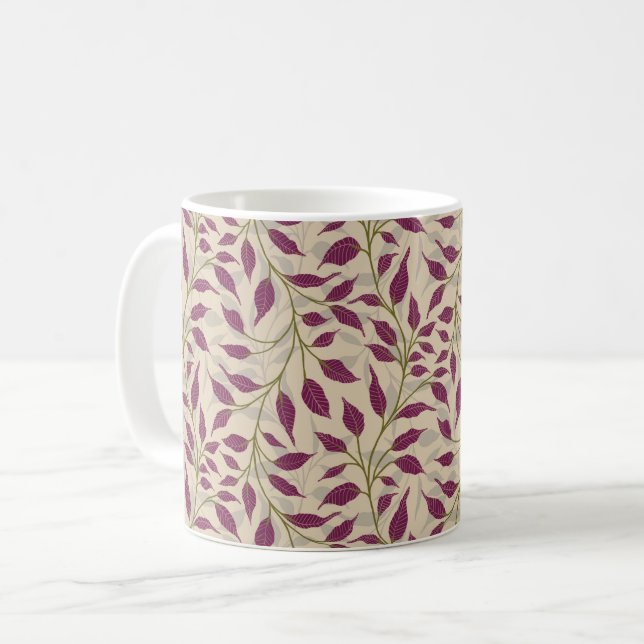 Caneca De Café Fluxo de Folhagem Dançante Delicar Folhagem Verde (Frente Esquerda)