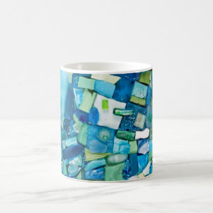 Caneca De Café Fluxo de Vida Mosaico de Mídia Mista