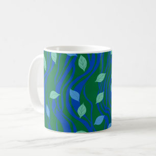Caneca De Café Fluxo Elemental Esmeralda Verde Azul Cobalto com F