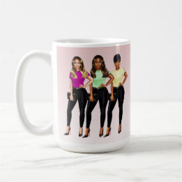 Caneca De Café Fly Girl Bossy Mulheres Rosa E Branca