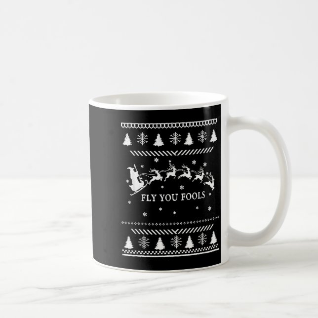Caneca De Café Fly You Fools Wizard Santa Sleigh Reindeer Christm (Direita)