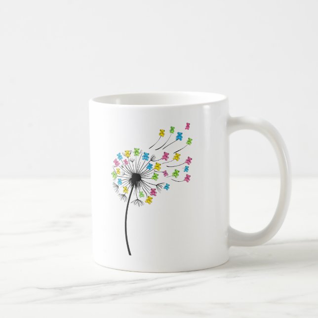 Caneca De Café Flying cute bears dandelion flow (Direita)