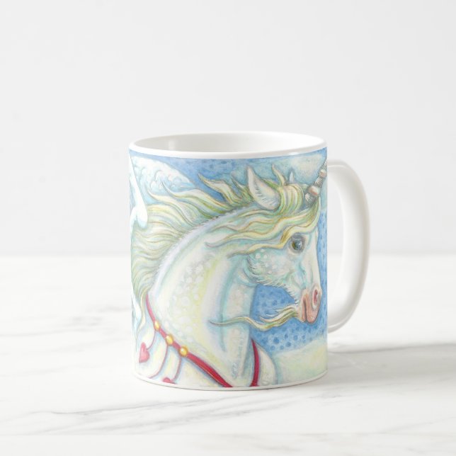Caneca De Café Flying Hearts Unicorn CLASSIC PEGASUS MUG (Frente Esquerda)