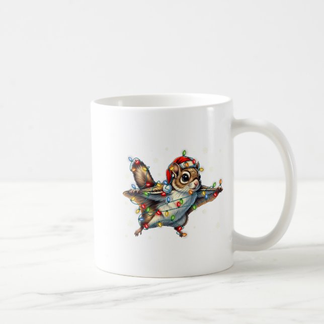 Caneca De Café Flying Squirrel Christmas Lights Tee Merry Squirre (Direita)