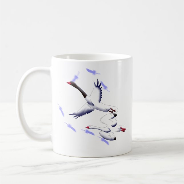 Caneca De Café Flying Swans Fantasy Bird Art 11 oz White Mug (Esquerda)