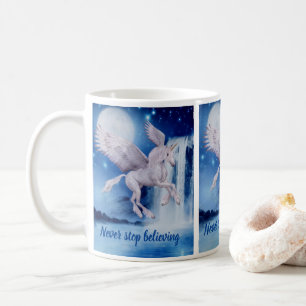 Caneca De Café Flying Unicorn Waterfall Acredita fantasia Cavalo 