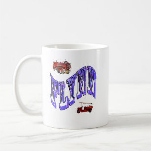 Caneca De Café Flynn, Name, Logo Com Caminhões De Fogo,