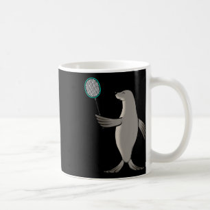 Caneca De Café Foca Jogando Badminton Hobby Esportes 