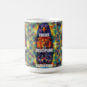 Caneca De Café Foco Disciplina Execução Águia Leão Lobo Motivação