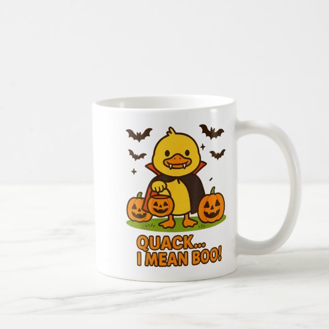 Caneca De Café Fodona de Halloween de Pato Engraçado - Quack I Re (Direita)