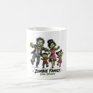 Caneca De Café Fofa Família de Zumbis Fique Assustador
