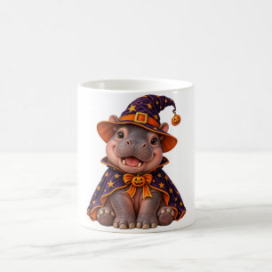Caneca De Café Fofa Fantasia de Hipopótamo de Bruxa de Halloween