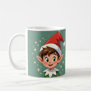 Caneca De Café Fofa pequena elfa com chapéu de Natal