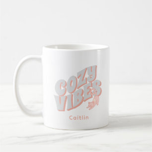 Caneca De Café Fofo 'Cozy Vibes' Gato Pastel Personalizado
