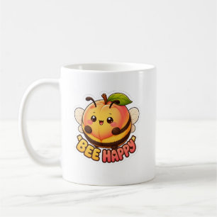 Caneca De Café Fofo Kawaii Abelha Pêssego Feliz Piada Divertida