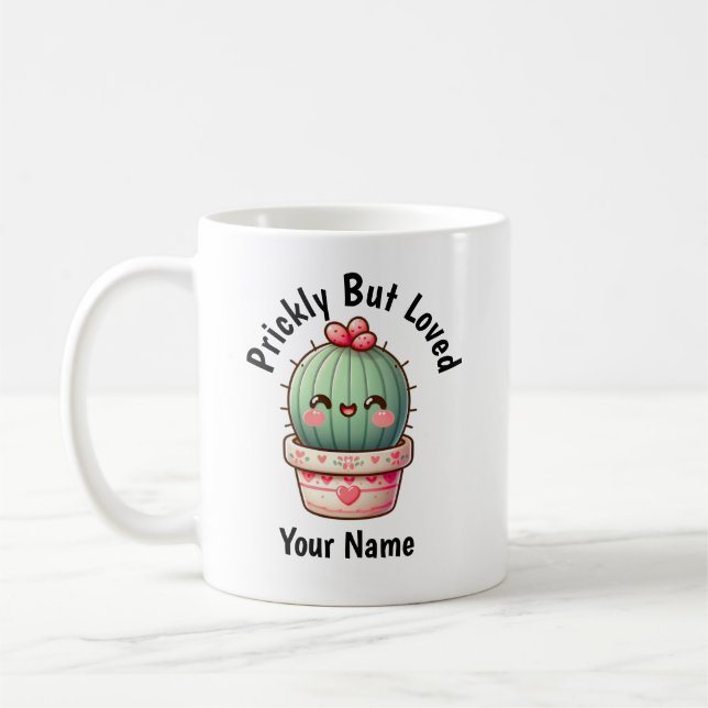Caneca de Café Fofo Kawaii de Cacto Espinhoso Mas  (Esquerda)